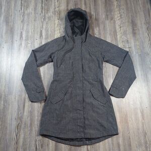 Athleta Rainfall Raincoat Jacket Trench Coat Gray Hooded Women's Size XS